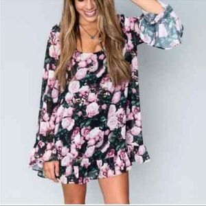 Show Me Your MuMu oversized  Margot Mini Floral long sleeve dress S